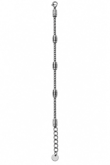 bracciale  a maglia fitta con inserti a botte