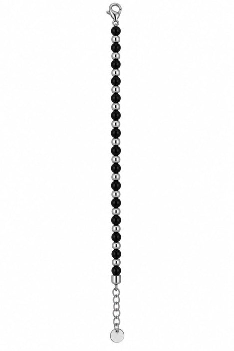 bracciale con pietre e palline in acciaio/nero
