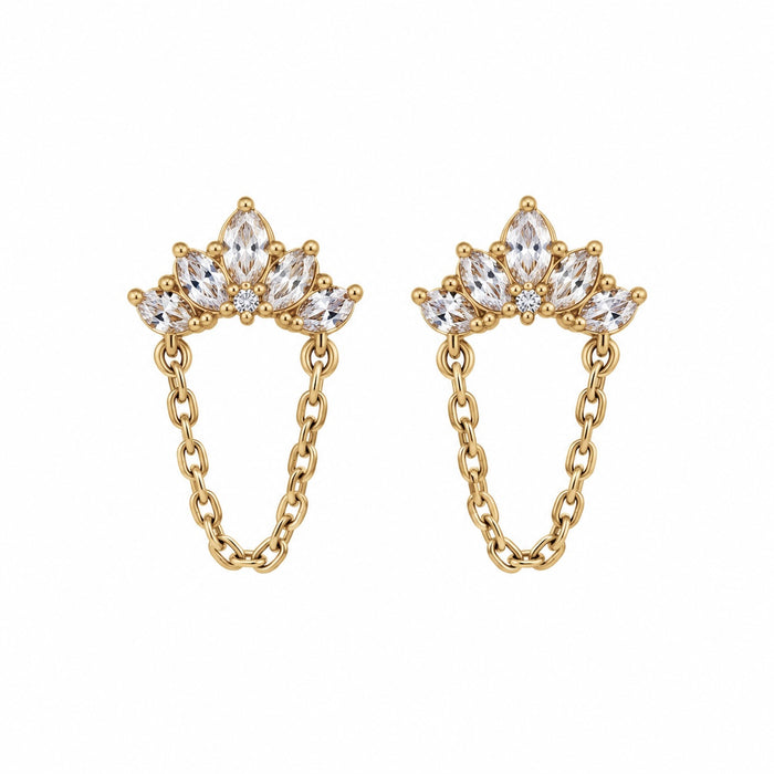 Orecchino con strass e catena
