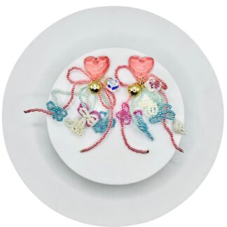 Orecchino cuore e perline