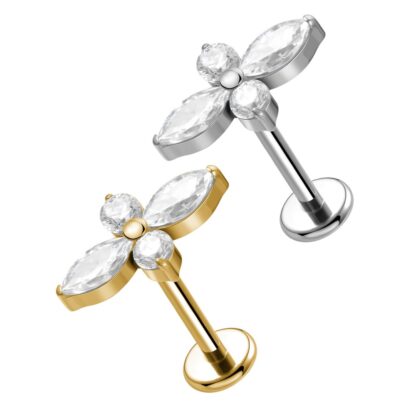 Piercing fiore con petali a cristallo - immagine 2
