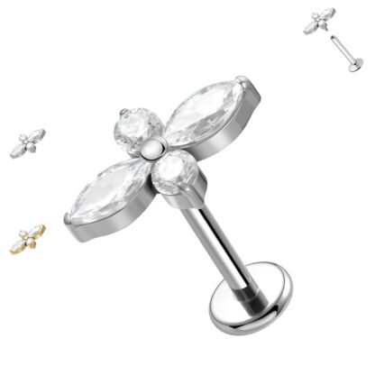 Piercing fiore con petali a cristallo