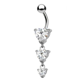 Piercing ombelico banana con ciondoli a cuore