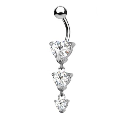 Piercing ombelico banana con ciondoli a cuore