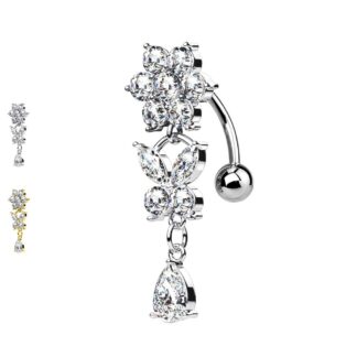 Piercing ombelico fiore e farfalla