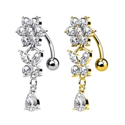 Piercing ombelico fiore e farfalla - immagine 2