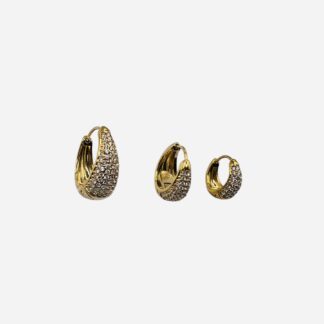Orecchini a cerchietto 3 misure con strass oro